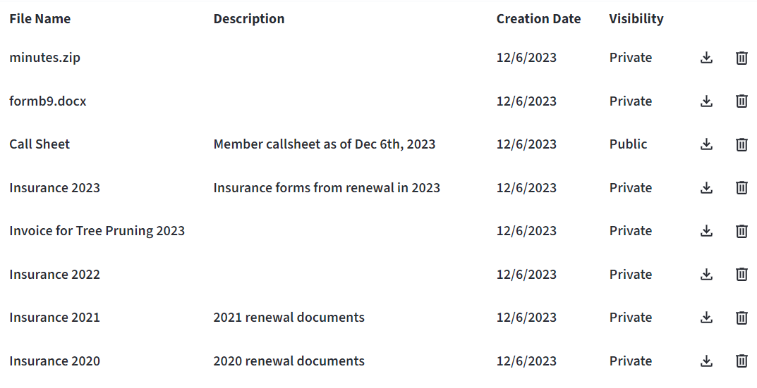 files view for organization of strata documents